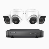 H800 - Kit videosorveglianza PoE 8 canali 8 MPX (4K), 2 telecamere bullet e 2 telecamere turret, visione notturna a colori e IR,microfono integrato, riconoscere di persone e veicoli, supporta ONVIF e RTSP