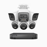 H800 - Kit videosorveglianza PoE 8 canali 8 MPX (4K), 3 telecamere bullet e 3 telecamere turret, visione notturna a colori e IR,microfono integrato, riconoscere di persone e veicoli, supporta ONVIF e RTSP