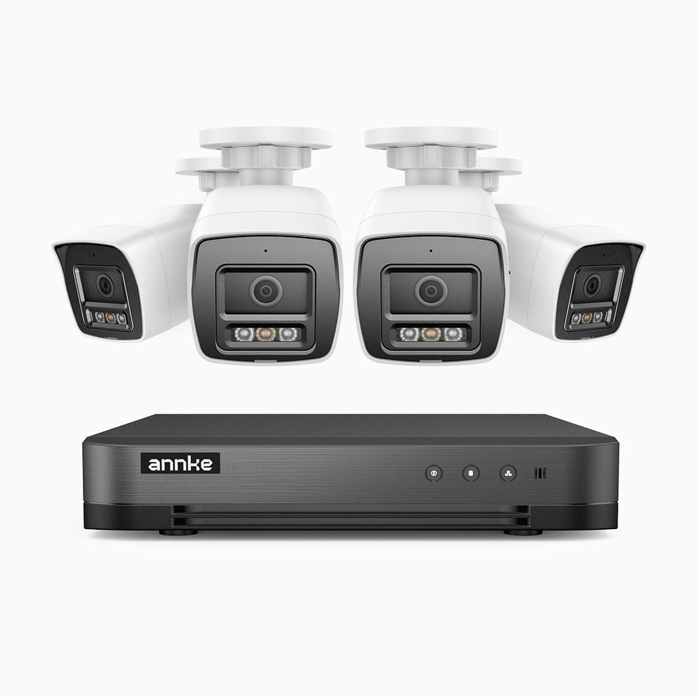 H800 - Kit videosorveglianza PoE 8 canali con 4 telecamere 8 MPX (4K), riconoscere di persone e veicoli, visione notturna a colori e IR,microfono integrato, supporta ONVIF e RTSP