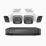 H800 - Kit videosorveglianza PoE 8 canali con 4 telecamere 8 MPX (4K), riconoscere di persone e veicoli, visione notturna a colori e IR,microfono integrato, supporta ONVIF e RTSP