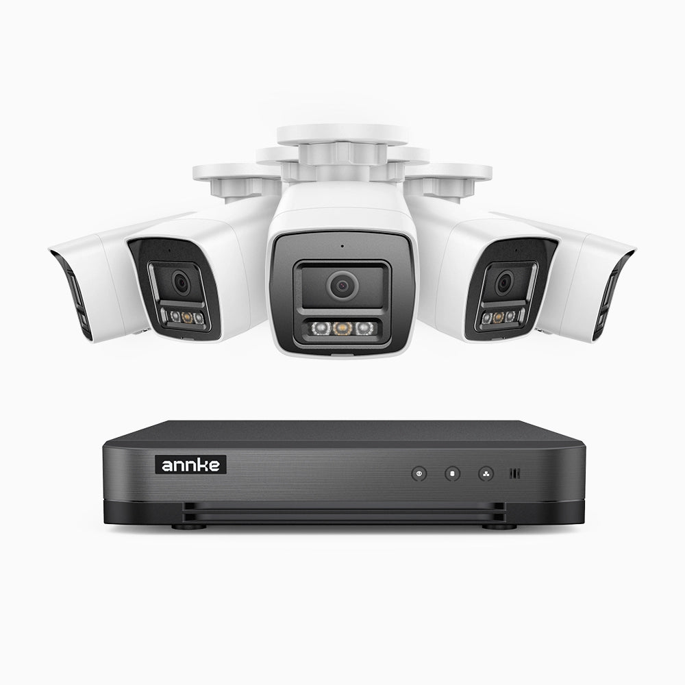 H800 - Kit videosorveglianza PoE 8 canali con 5 telecamere 8 MPX (4K), visione notturna a colori e IR,microfono integrato, riconoscere di persone e veicoli, supporta ONVIF e RTSP