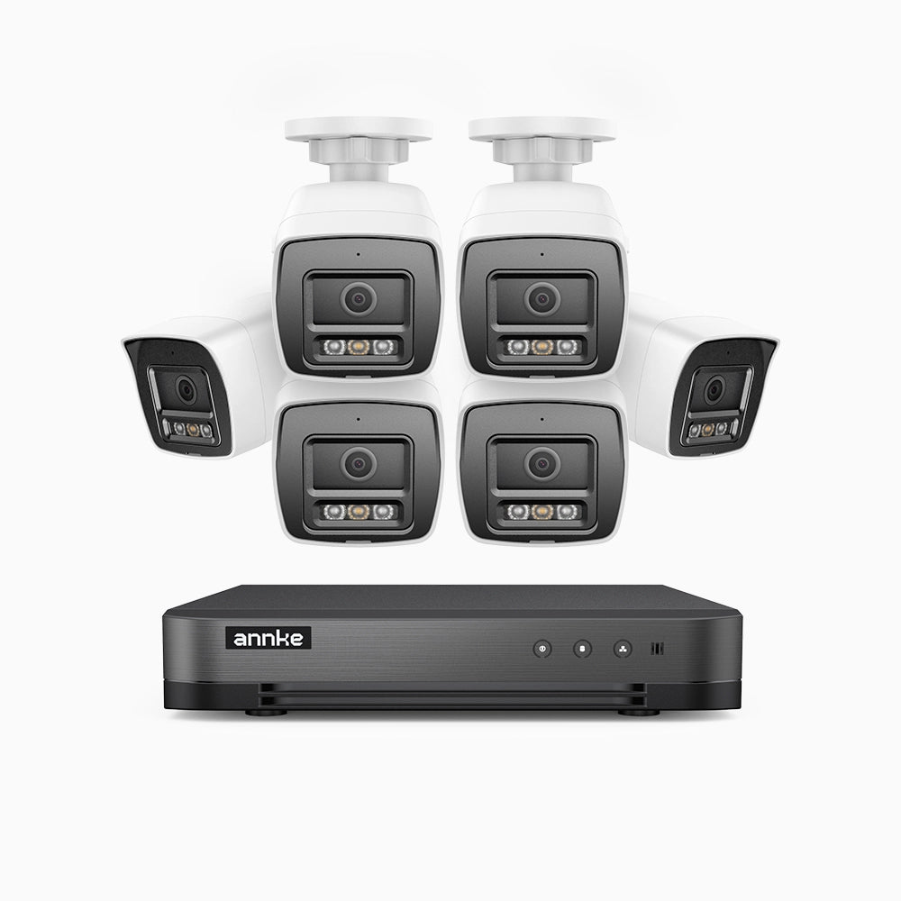 H800 - Kit videosorveglianza PoE 8 canali con 6 telecamere 8 MPX (4K), visione notturna a colori e IR,microfono integrato, riconoscere di persone e veicoli, supporta ONVIF e RTSP