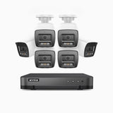 H800 - Kit videosorveglianza PoE 8 canali con 6 telecamere 8 MPX (4K), visione notturna a colori e IR,microfono integrato, riconoscere di persone e veicoli, supporta ONVIF e RTSP