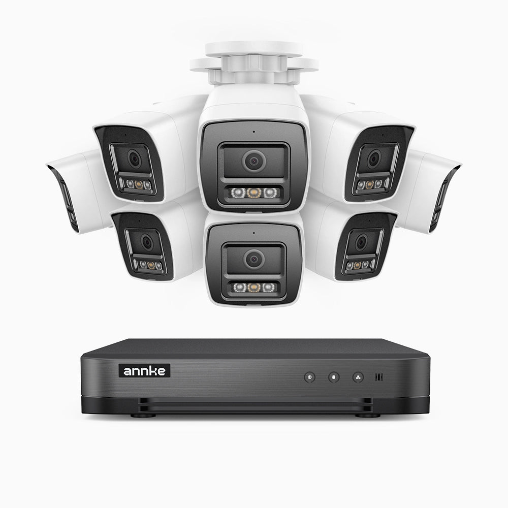 H800 - Kit videosorveglianza PoE 8 canali con 8 telecamere 8 MPX (4K), visione notturna a colori e IR,microfono integrato, riconoscere di persone e veicoli, supporta ONVIF e RTSP