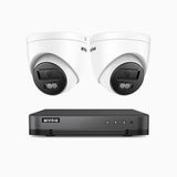 H800 - Kit videosorveglianza PoE 8 canali con 2 telecamere 8 MPX (4K), riconoscere di persone e veicoli, visione notturna a colori e IR,microfono integrato, supporta ONVIF e RTSP