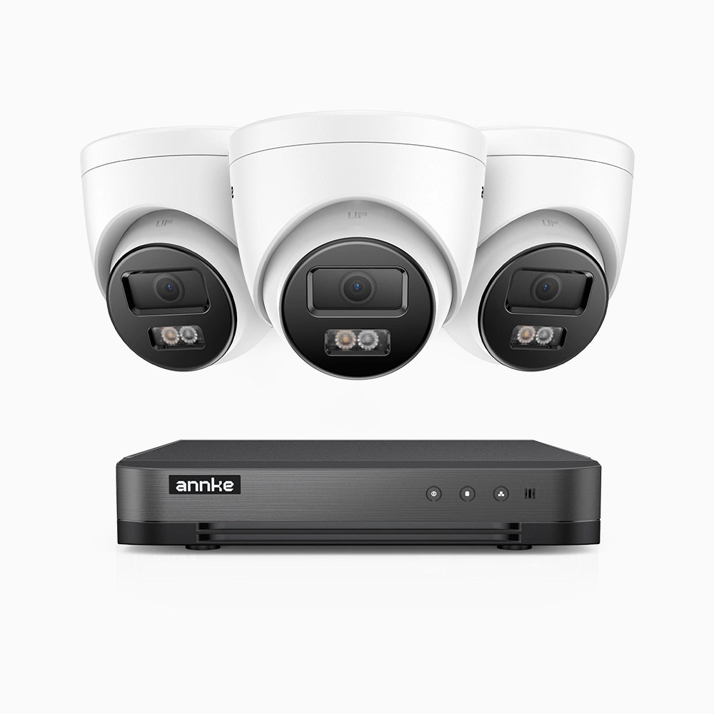 H800 - Kit videosorveglianza PoE 8 canali con 3 telecamere 8 MPX (4K), visione notturna a colori e IR,microfono integrato, riconoscere di persone e veicoli, supporta ONVIF e RTSP