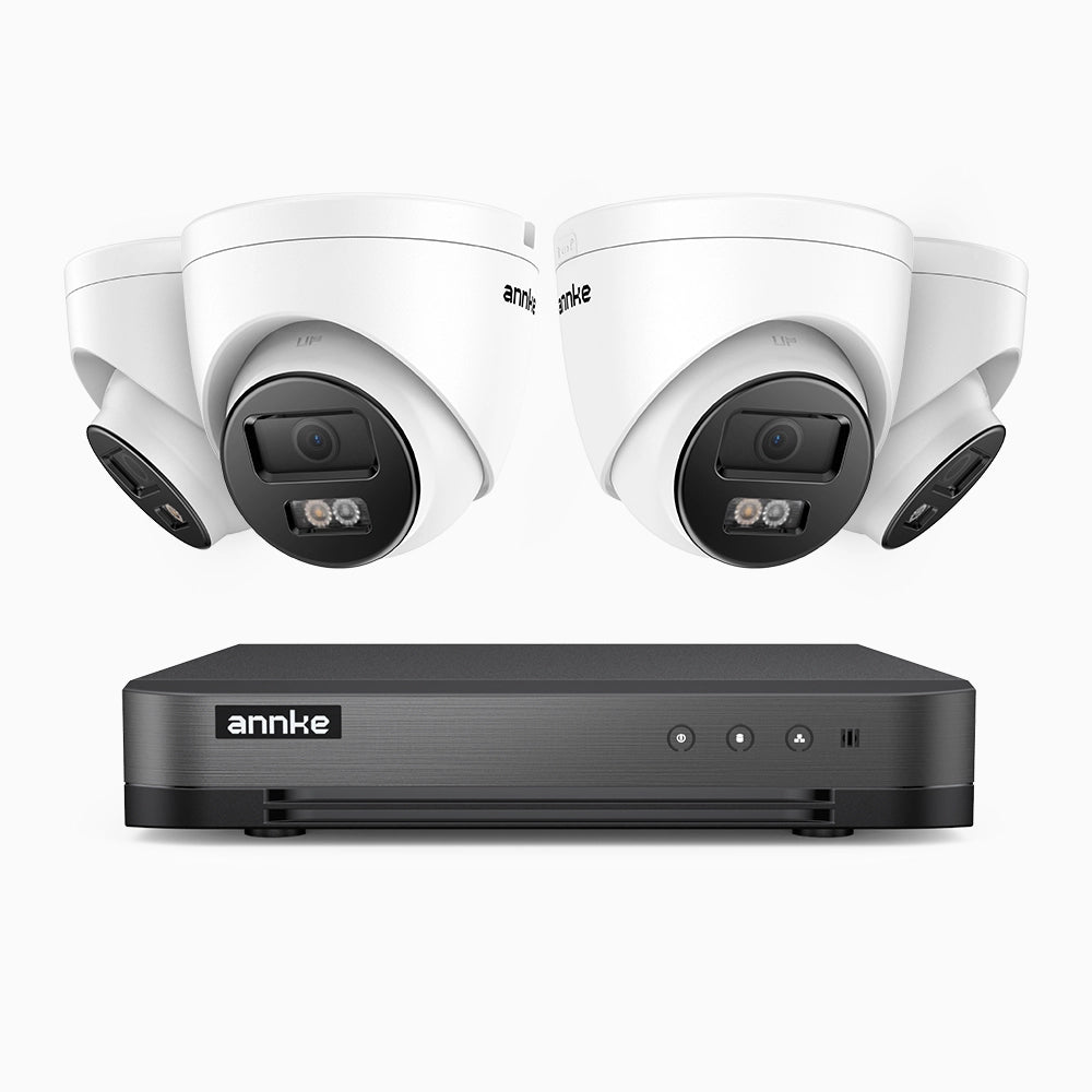 H800 - Kit videosorveglianza PoE 8 canali con 4 telecamere 8 MPX (4K), riconoscere di persone e veicoli, visione notturna a colori e IR,microfono integrato, supporta ONVIF e RTSP