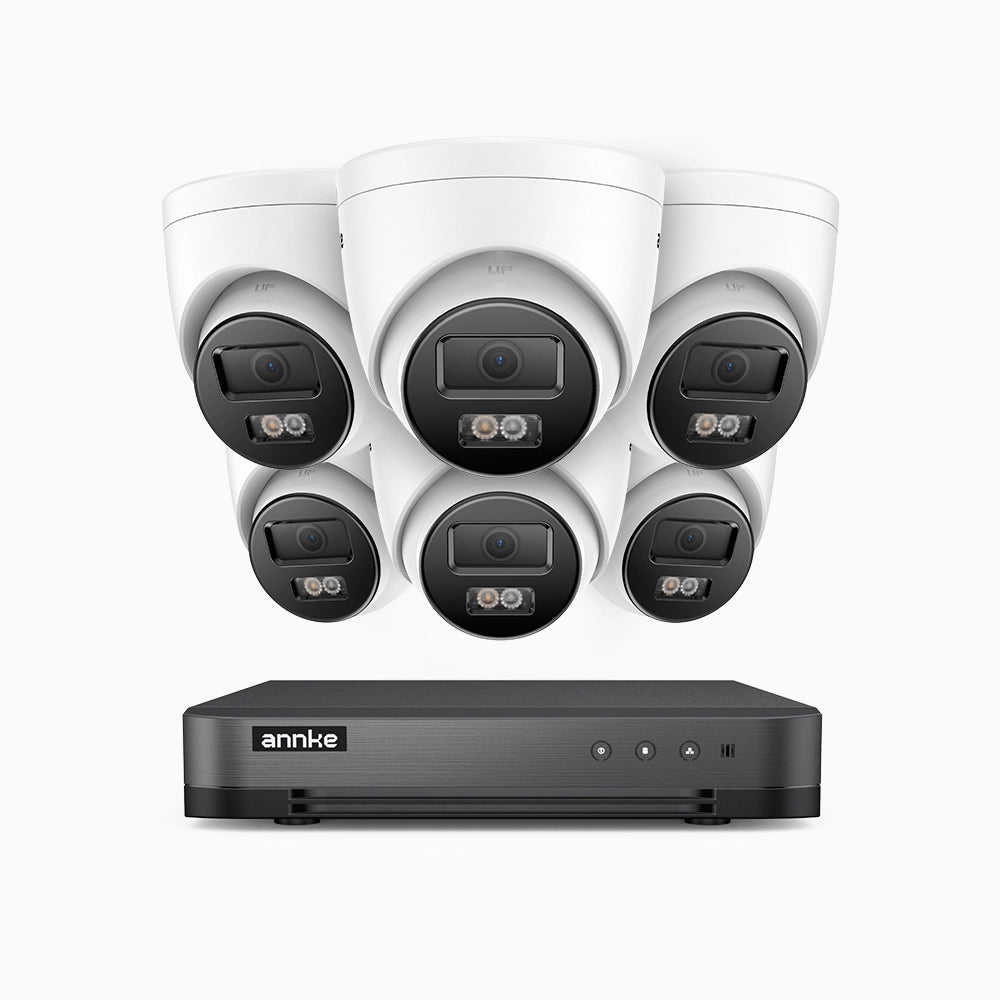 H800 - Kit videosorveglianza PoE 8 canali con 6 telecamere 8 MPX (4K), visione notturna a colori e IR,microfono integrato, riconoscere di persone e veicoli, supporta ONVIF e RTSP
