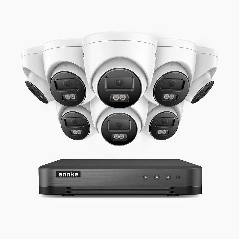 H800 - Kit videosorveglianza PoE 8 canali con 8 telecamere 8 MPX (4K), visione notturna a colori e IR,microfono integrato, riconoscere di persone e veicoli, supporta ONVIF e RTSP