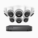 H800 - Kit videosorveglianza PoE 8 canali con 8 telecamere 8 MPX (4K), visione notturna a colori e IR,microfono integrato, riconoscere di persone e veicoli, supporta ONVIF e RTSP