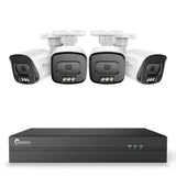 4K 8-Channel POE CCTV Camera Security System, 4K NVR w/4 5MP IP Cameras, Color Night Vision, Customized Motion Area, Comprehensive Smart Detection, Two-Way Audio Intercom, IP67 Weatherproof
