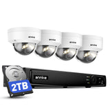ANNKE Kit Videosorveglianza PoE 4K 8MP con 4 Telecamere IK10 Dome Esterne, NVR 8 canali con HDD 2TB, visione notturna a colori, rilevamento IA persone/veicoli, IP67, audio, visione IR 30m