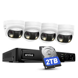 ANNKE Kit di videosorveglianza PoE 4K, doppio obiettivo, disco rigido 2 TB, Vista panoramica a 180°, NVR H.265+ 12 MP/8 canali, IA persone/veicoli, audio bidirezionale, allarme acustico e luminoso