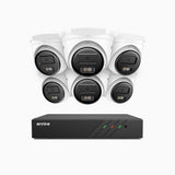 H500 - Kit videosorveglianza PoE 8 canali con 6 telecamere 5 MPX, Visione notturna intelligente a doppia luce, 3072 × 1728 @ 20 fps, rilevamento intelligente di persone e veicoli, microfono integrato, IP67