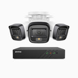 H500 - Kit videosorveglianza PoE 8 canali con 3 telecamere 5 MPX, Visione notturna intelligente a doppia luce, 3072 × 1728 @ 20 fps, rilevamento intelligente di persone e veicoli, microfono integrato, IP67
