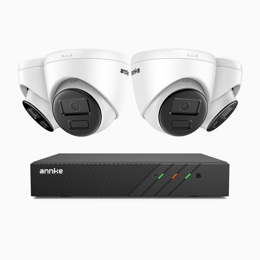 H300 - Kit videosorveglianza PoE 8 canali con 4 telecamera 3MP, visione notturna EXIR 2.0, rilevamento del movimento, H.265+, impermeabilità IP67