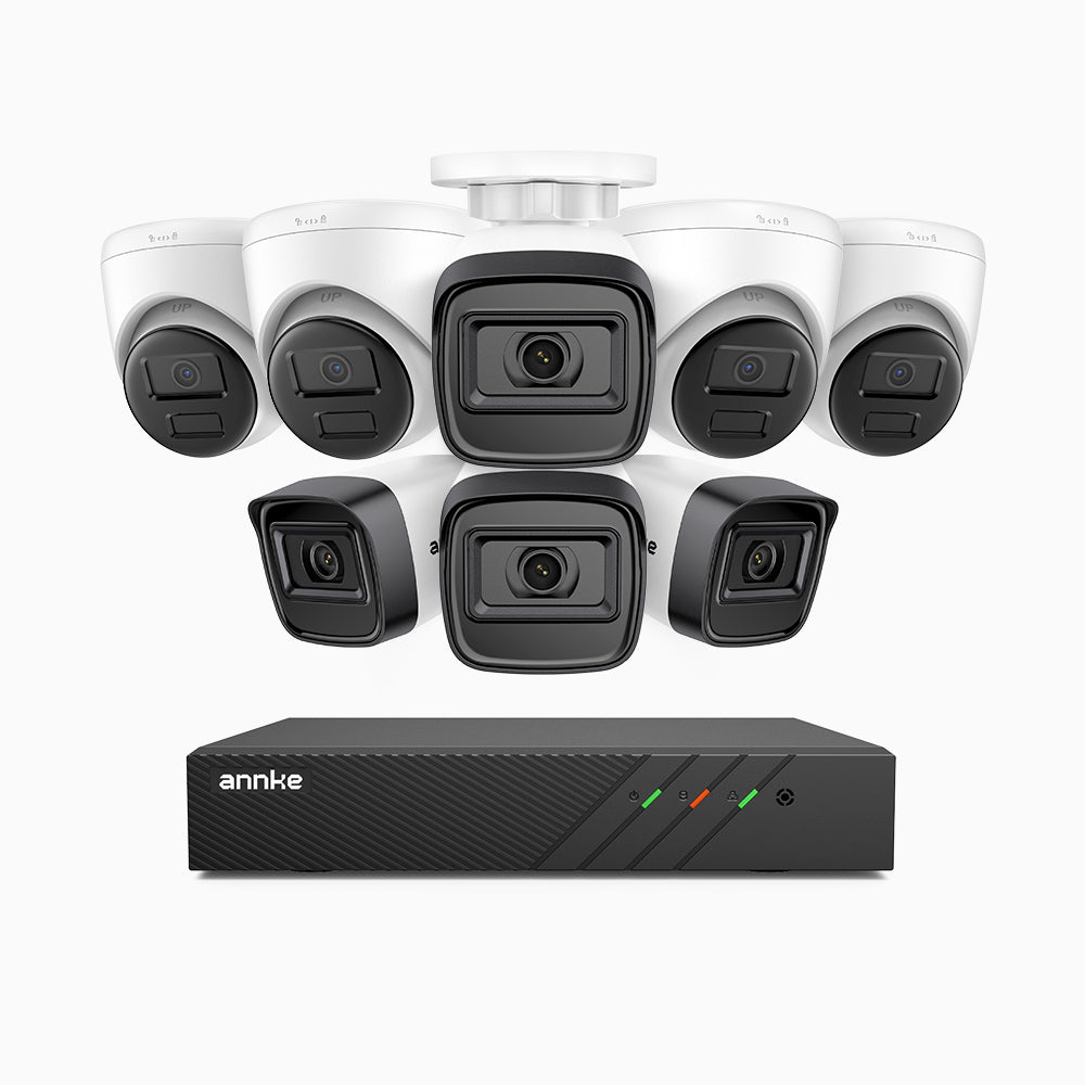 H300 - Kit videosorveglianza PoE 8 canali 3MP, 4 telecamera bullet e 4 telecamera turret,  visione notturna EXIR 2.0, rilevamento del movimento, H.265+, impermeabilità IP67