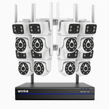 WCDS400 - Kit videosorveglianza wireless 8 canali con 8 telecamere 4 MPX, WiFi dual-band 2,4/5 GHz Pro, rilevamento umano AI, audio bidirezionale, rotazione 350° e inclinazione 90°, compatibile con Alexa