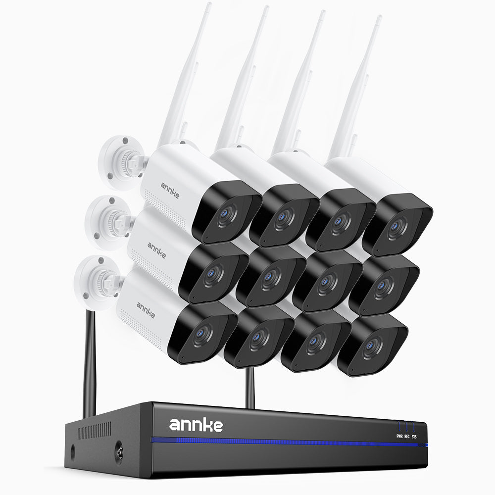 WS800 - Kit videosorveglianza wireless 16 canali con 12 telecamere 8 MPX, WiFi dual-band 2,4/5,8 GHz Pro, rilevamento umano AI, audio bidirezionale, visione notturna, compatibile con Alexa