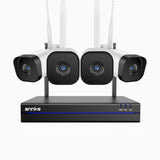 WS800 - Kit videosorveglianza wireless 16 canali con 4 telecamere 8 MPX, WiFi dual-band 2,4/5,8 GHz Pro, rilevamento umano AI, audio bidirezionale, visione notturna, compatibile con Alexa