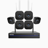 WS800 - Kit videosorveglianza wireless 16 canali con 6 telecamere 8 MPX, WiFi dual-band 2,4/5,8 GHz Pro, rilevamento umano AI, audio bidirezionale, visione notturna, compatibile con Alexa