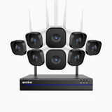 WS800 - Kit videosorveglianza wireless 16 canali con 8 telecamere 8 MPX, WiFi dual-band 2,4/5,8 GHz Pro, rilevamento umano AI, audio bidirezionale, visione notturna, compatibile con Alexa