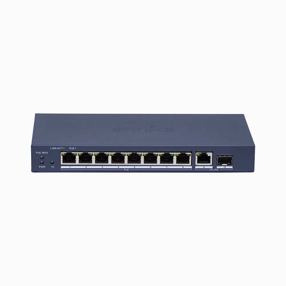 Switch Ethernet PoE Gigabit a 8 Porte, 1000Mbps, Budget PoE da 110W, Plug & Play, Design in Metallo senza Ventole, Installazione da Scrivania o a Parete, Compatibile 802.3af/at