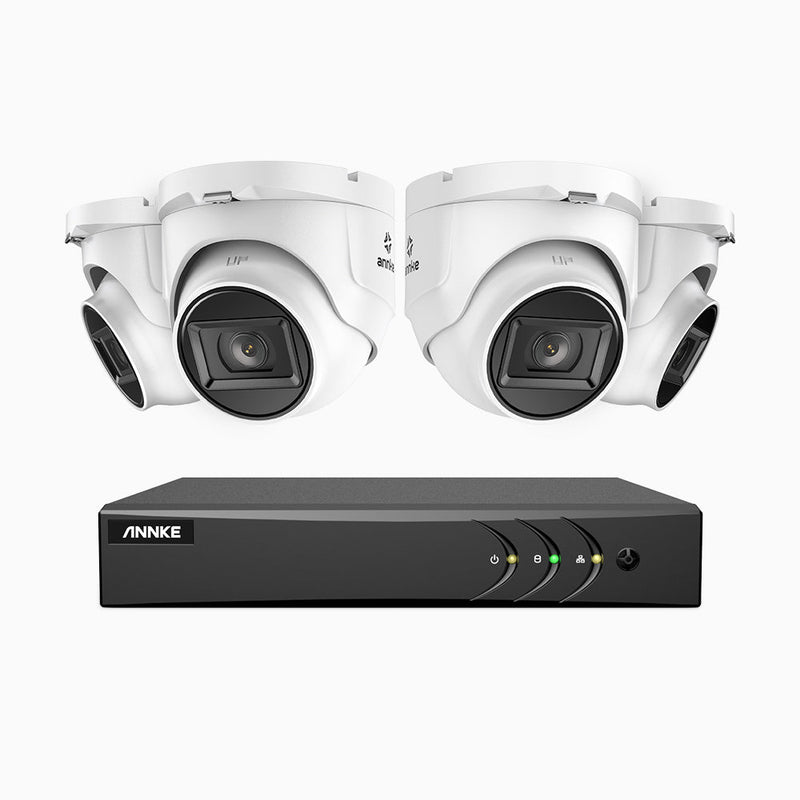 EL200 - Kit videosorveglianza analogica 8 canali con 4 telecamere 1080p, Smart DVR con rilevamento umano e veicoli, visione notturna a infrarossi fino a 66 piedi, segnale di uscita 4-in-1, IP67
