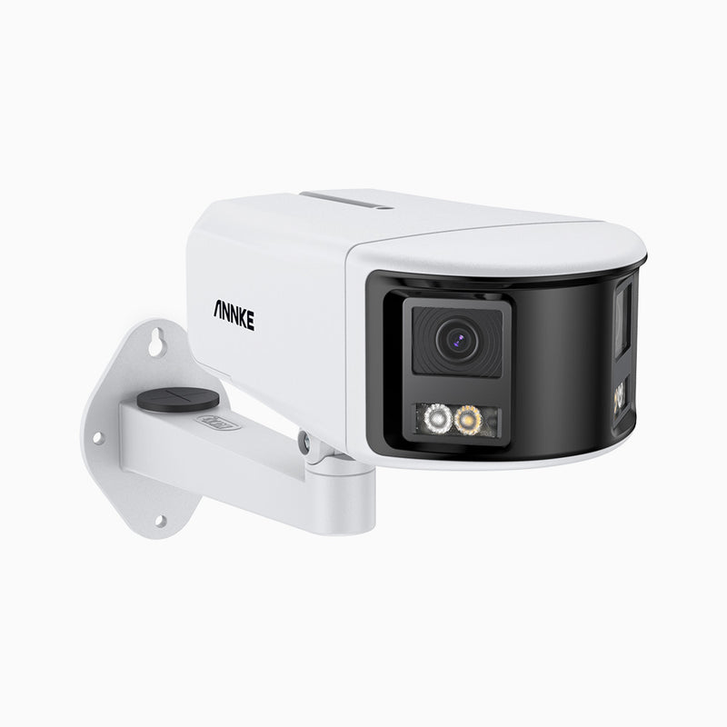 FCD600 - Telecamera di sicurezza panoramica per esterni PoE a doppia lente, risoluzione 6 MPX, ultra grandangolo 180°, super apertura f/1.2, sensore BSI, visione notturna a colori, microfono incorporato