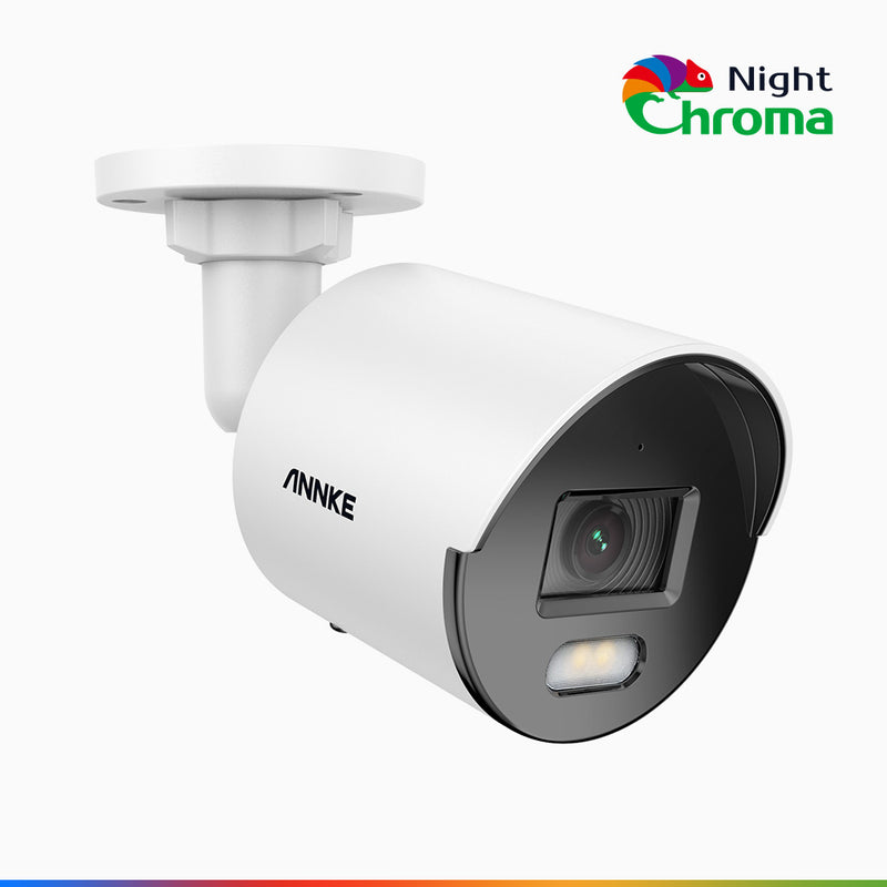 NightChroma<sup>TM</sup> NC500 – Telecamera di Sicurezza Acme Bullet PoE IP 3K Visione Notturna True Full Color (0.001 Lux), f/1.0 Super apertura, allineamento attivo, microfono integrato, slot scheda MicroSD