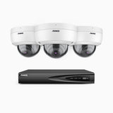 H800 - Kit videosorveglianza PoE 4 canali con 3 telecamere 8 MPX (4K), riconoscere di persone e veicoli, visione notturna a colori e IR,microfono integrato, supporta ONVIF e RTSP