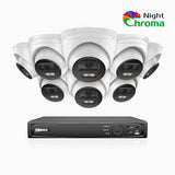 NightChroma<sup>TM</sup> NCK500 - Kit videosorveglianza PoE 16 canali con 8 telecamere 3K, visione notturna a colori Acme, f/1.0 Super apertura, 0.001 Lux, allineamento attivo, microfono integrato, slot scheda MicroSD