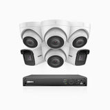 H800 - Kit videosorveglianza PoE 16 canali 8 MPX (4K), 2 telecamere bullet e 4 telecamere turret, visione notturna a colori e IR,microfono integrato, riconoscere di persone e veicoli, supporta ONVIF e RTSP