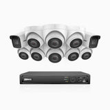 H800 - Kit videosorveglianza PoE 16 canali 8 MPX (4K), 2 telecamere bullet e 8 telecamere turret, visione notturna a colori e IR,microfono integrato, riconoscere di persone e veicoli, supporta ONVIF e RTSP