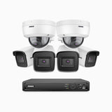 H800 - Kit videosorveglianza PoE 16 canali 8 MPX (4K), 4 telecamere bullet e 2 telecamere dome, resistente ai vandalismi IK10, visione notturna a colori e IR, microfono integrato, riconoscere di persone e veicoli, supporta ONVIF e RTSP