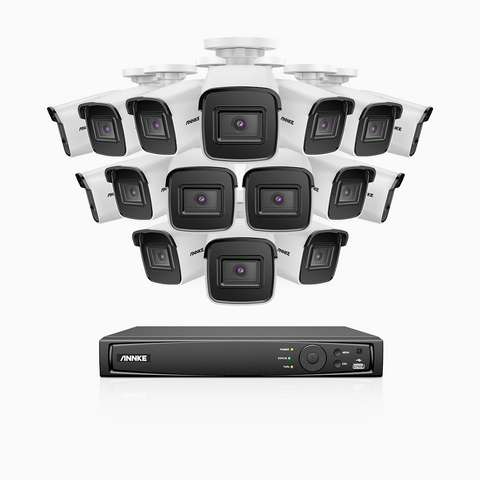 H800 - Kit videosorveglianza PoE 16 canali con 16 telecamere 8 MPX (4K), visione notturna a colori e IR,microfono integrato, riconoscere di persone e veicoli, supporta ONVIF e RTSP