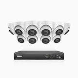 H800 - Kit videosorveglianza PoE 16 canali con 10 telecamere 8 MPX (4K), visione notturna a colori e IR,microfono integrato, riconoscere di persone e veicoli, supporta ONVIF e RTSP