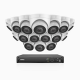 H800 - Kit videosorveglianza PoE 16 canali con 16 telecamere 8 MPX (4K), visione notturna a colori e IR,microfono integrato, riconoscere di persone e veicoli, supporta ONVIF e RTSP