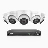 H800 - Kit videosorveglianza PoE 8 canali con 5 telecamere 8 MPX (4K), visione notturna a colori e IR,microfono integrato, riconoscere di persone e veicoli, supporta ONVIF e RTSP