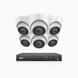 H800 - Kit videosorveglianza PoE 16 canali con 6 telecamere 8 MPX (4K), visione notturna a colori e IR,microfono integrato, riconoscere di persone e veicoli, supporta ONVIF e RTSP