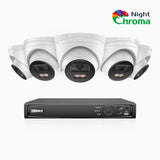 NightChroma<sup>TM</sup> NCK500 - Kit videosorveglianza PoE 8 canali con 5 telecamere 3K, visione notturna a colori Acme, f/1.0 Super apertura, 0.001 Lux, allineamento attivo, microfono integrato, slot scheda MicroSD