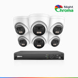 NightChroma<sup>TM</sup> NCK500 - Kit videosorveglianza PoE 8 canali con 6 telecamere 3K, visione notturna a colori Acme, f/1.0 Super apertura, 0.001 Lux, allineamento attivo, microfono integrato, slot scheda MicroSD