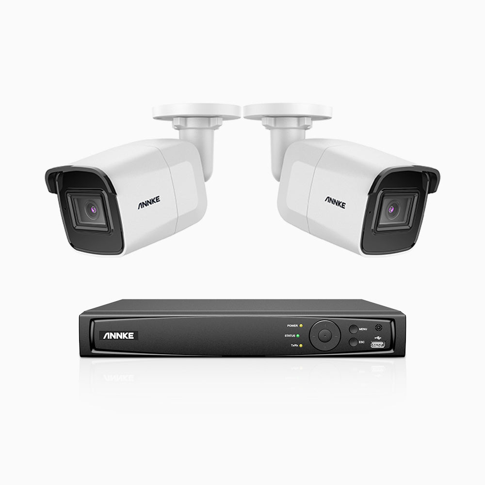 H800 - Kit videosorveglianza PoE 8 canali con 2 telecamere 8 MPX (4K), riconoscere di persone e veicoli, visione notturna a colori e IR,microfono integrato, supporta ONVIF e RTSP