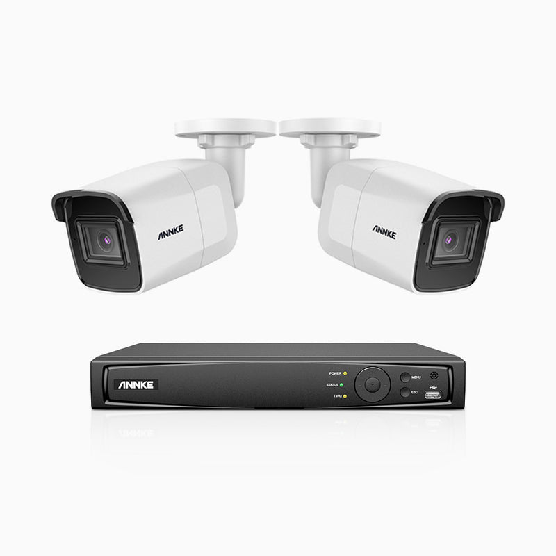 H800 - Kit videosorveglianza PoE 8 canali con 2 telecamere 8 MPX (4K), riconoscere di persone e veicoli, EXIR 2.0 visione notturna, microfono integrato, supporta ONVIF e RTSP