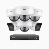 H800 - Kit videosorveglianza PoE 8 canali 8 MPX (4K), 2 telecamere bullet e 4 telecamere dome, resistente ai vandalismi IK10, visione notturna a colori e IR, microfono integrato, riconoscere di persone e veicoli, supporta ONVIF e RTSP