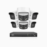 HDCK680 - Kit videosorveglianza PoE 8 canali con 4 telecamera 4K e 2 telecamera 6 MPX doppia lente(ultra grandangolo 180°), visione notturna a colori, microfono incorporato, riconoscere di persone e veicoli