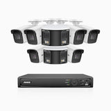 HDCK680 - Kit videosorveglianza PoE 8 canali con 6 telecamera 4K e 2 telecamera 6 MPX doppia lente(ultra grandangolo 180°), visione notturna a colori, microfono incorporato, riconoscere di persone e veicoli