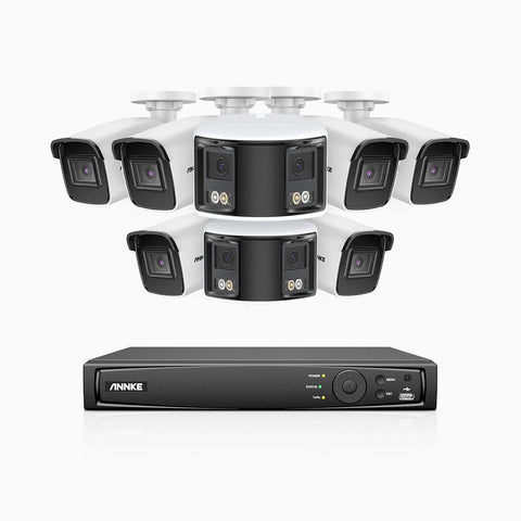 HDCK680 - Kit videosorveglianza PoE 8 canali con 6 telecamera 4K e 2 telecamera 6 MPX doppia lente(ultra grandangolo 180°), visione notturna a colori, microfono incorporato, riconoscere di persone e veicoli