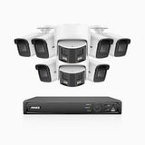 HDCK680 - Kit videosorveglianza PoE 8 canali con 6 telecamera 4K e 2 telecamera 6 MPX doppia lente(ultra grandangolo 180°), visione notturna a colori, microfono incorporato, riconoscere di persone e veicoli