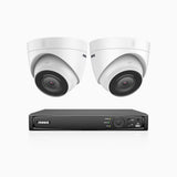 H800 - Kit videosorveglianza PoE 8 canali con 2 telecamere 8 MPX (4K), riconoscere di persone e veicoli, visione notturna a colori e IR,microfono integrato, supporta ONVIF e RTSP